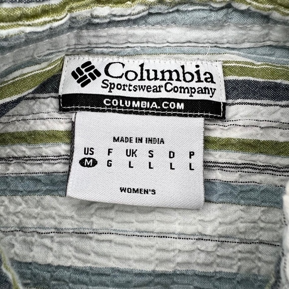 Columbia Green Striped Long Sleeve Button Down Shirt Size Med Women’s - Picture 2 of 7